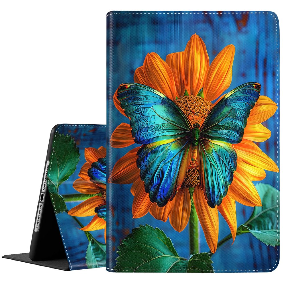 Case for Samsung Galaxy Tab S10 Ultra/S9 Ultra/S8 Ultra 14.6" 2024/2023/2022, Slim Folding Stand Cover with Auto Wake/Sleep for Samsung Galaxy 14.6 inch Sunflower Butterfly