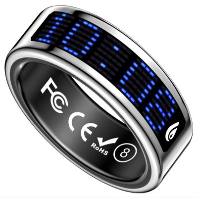 Yihou Smart Ring with Display Heart Rate Monitor Sleep Tracking Step Counter Call Number Display Multi-Sport Modes Gesture Control IP68 Waterproof Fitness Ring Health Tracking Ring for Men Women