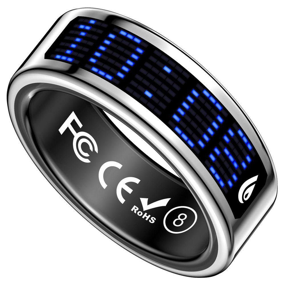 Yihou Smart Ring with Display Heart Rate Monitor Sleep Tracking Step Counter Call Number Display Multi-Sport Modes Gesture Control IP68 Waterproof Fitness Ring Health Tracking Ring for Men Women