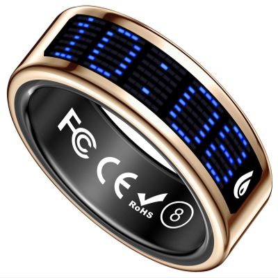 Yihou Smart Ring with Display Heart Rate Monitor Sleep Tracking Step Counter Call Number Display Multi-Sport Modes Gesture Control IP68 Waterproof Fitness Ring Health Tracking Ring for Men Women