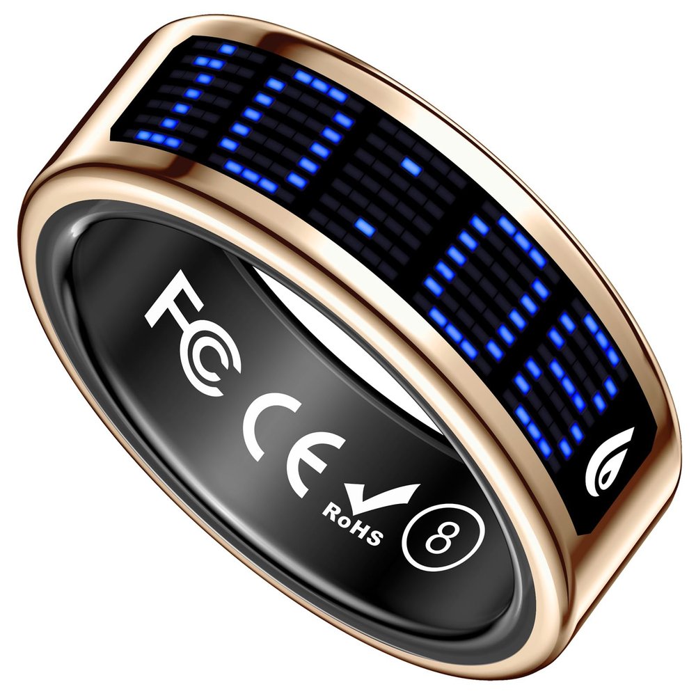 Yihou Smart Ring with Display Heart Rate Monitor Sleep Tracking Step Counter Call Number Display Multi-Sport Modes Gesture Control IP68 Waterproof Fitness Ring Health Tracking Ring for Men Women