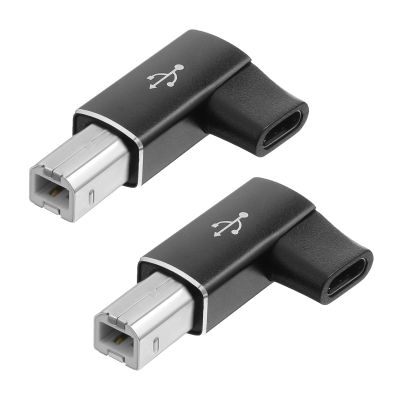 Ezymivs 3PCS USB B to USB C Printer Adapter 90 Degree Right Angle Type-C Female to Midi Converter Type-C to USB-B Convert Connector Compatible with Printer, Electric Piano, Laptops