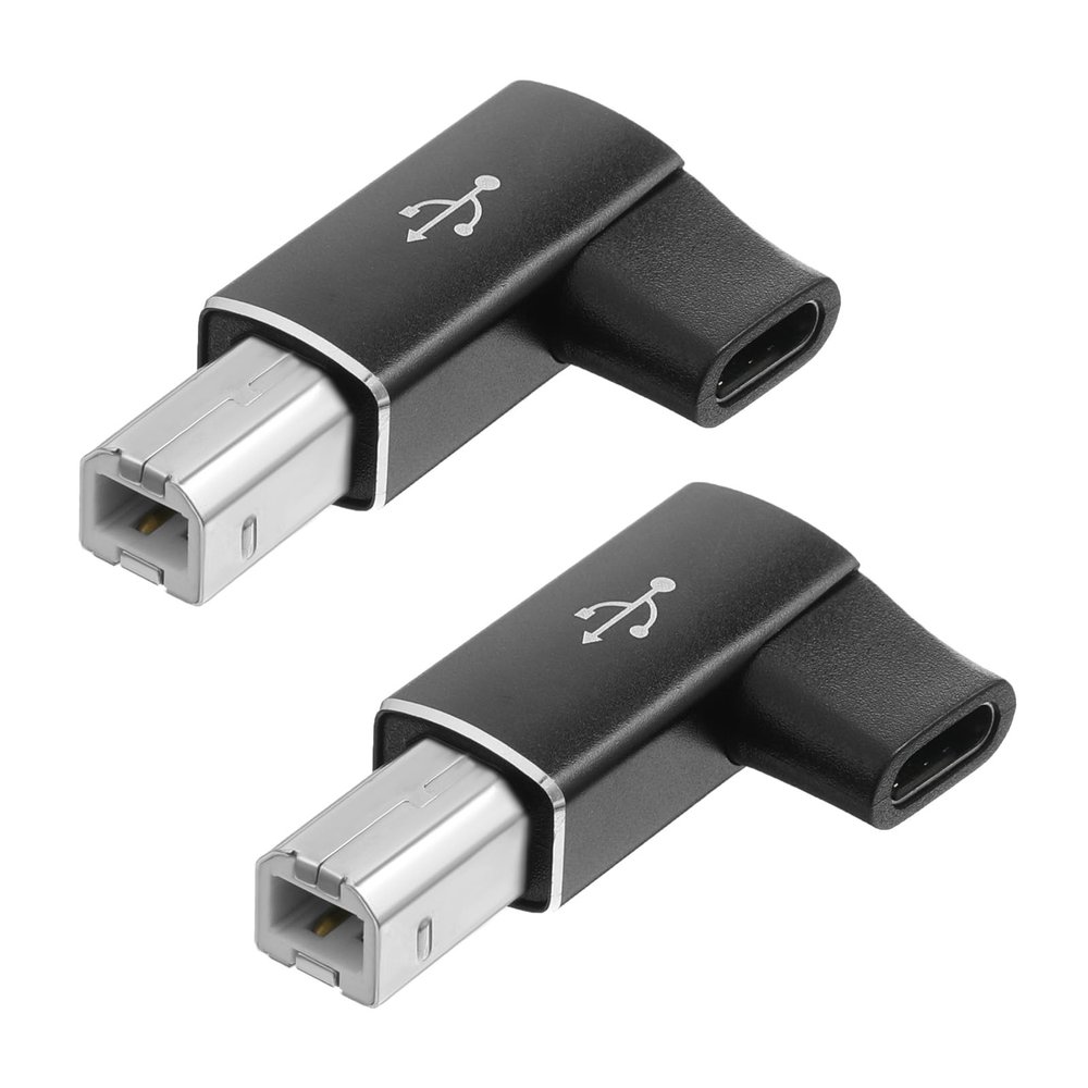 Ezymivs 3PCS USB B to USB C Printer Adapter 90 Degree Right Angle Type-C Female to Midi Converter Type-C to USB-B Convert Connector Compatible with Printer, Electric Piano, Laptops