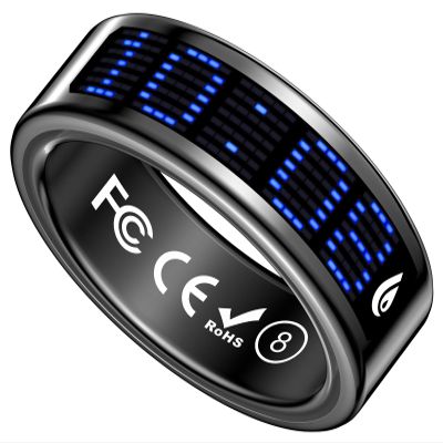 Yihou Smart Ring with Display Heart Rate Monitor Sleep Tracking Step Counter Call Number Display Multi-Sport Modes Gesture Control IP68 Waterproof Fitness Ring Health Tracking Ring for Men Women