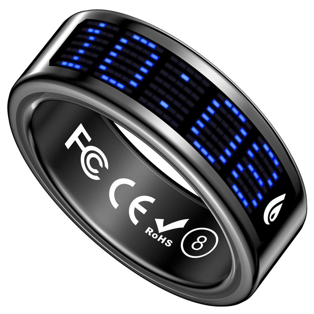 Yihou Smart Ring with Display Heart Rate Monitor Sleep Tracking Step Counter Call Number Display Multi-Sport Modes Gesture Control IP68 Waterproof Fitness Ring Health Tracking Ring for Men Women