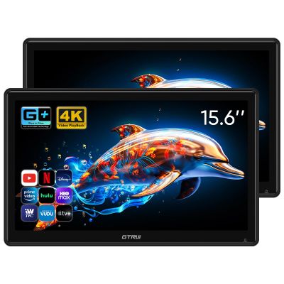 15.6 inch 4K Android 14.0 Car TV Headrest Monitor for Cars Back seat Rear Entertainment System, Support Phone Wireless Mirror Link Touch Screen,with WiFi/Bluetooth/HDMI/USB/Video Player (2 Sets)