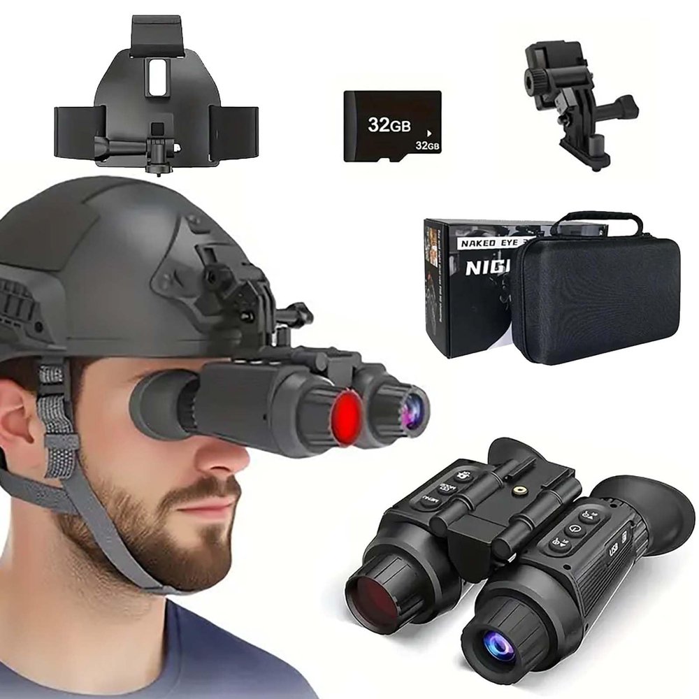SKIOVEMI NV8300 Military Tactical Night Vision Binoculars Goggles for Adults, 3D 36MP 4K Head Mounted NVG Infrared Digital Night Vision Goggles with 8X Digital Zoom & 32GB Memory Card