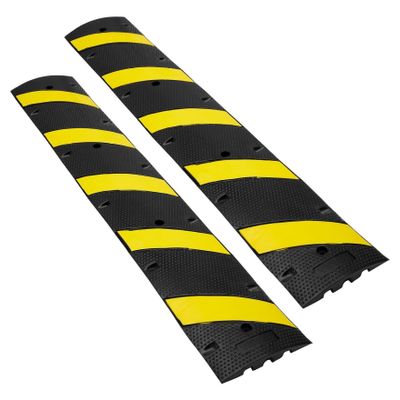 72'' Rubber Speed Bumps 2 Pack - Heavy Duty 2 Channel Speed Hump, 22000lbs Capacity, High Visibility, Parking Lot Traffic Control & Cable Protection
