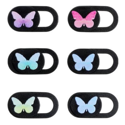 6 Pcs Webcam Cover Slide, Ultra-Thin Camera Privacy Cover for Laptop Desktop Computer Smartphone Tablet to Protect Your Privacy and Security, Butterfly Design (Black)