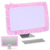 23''-27'' Pink Monitor Cover, Cute Computer Monitor Covers with Bow-Knot, Lace Fabric, Monitors Dust Cover, TV Monitors Covers, Monitor-Decoration view 1