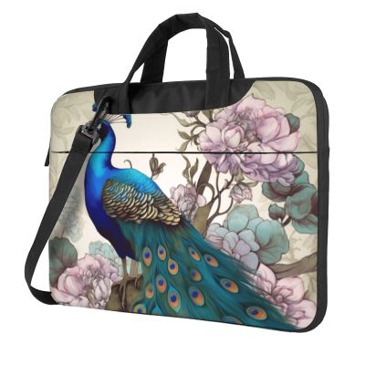 Peacock Floral Laptop Tote Bag for Men Women 14 inch Laptop Sleeve Shoulder Briefcase Messenger Computer Bag