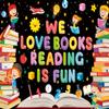 World Book Day Backdrop We Love Books Reading is Fun Photography Background Children Students Classroom Library Party Decorations Banner Supplies (8x6FT) view 2