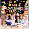 World Book Day Backdrop We Love Books Reading is Fun Photography Background Children Students Classroom Library Party Decorations Banner Supplies (8x6FT) view 4
