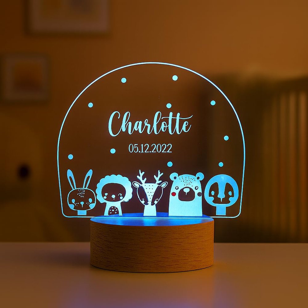 Burst Bird Personalized Baby Gift Name Night Light for Kids Girls Boy - Cutomized Nursery Night Light with 7 Colors Changing Mode & Stepless Dimming Includes Remote, Laser Engraved in The USA