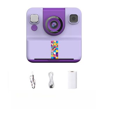Children's Instant Printing Camera, 1080p Video Recording Children's Instant Cameras, 180  Rotating Selfie Lens, 1 Roll of Printing Paper, Toy Gifts for Boys and Girls Aged 3-12 (Pink)
