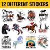 12pcs Horse Stickers Pack for Cowboys, Cowgirls, Riders & Equestrian Lovers  Cute Floral, Cowboy, Racing & Pastel Vinyl Decals for Water Bottle, Laptop, Notebook, Gift for Horse Fans 2 Inches view 2