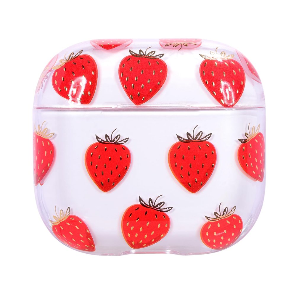 AKABEILA Compatible with Case Apple AirPods Pro 3, Cute Patterns Hard PC Custom Designer Case Clear Shockproof [Front LED Visible] Anti-Fall Full Protector Strawberry