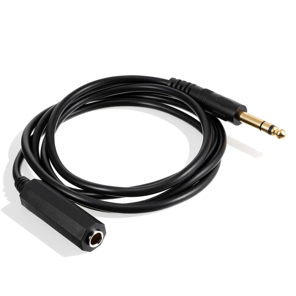 1/4 Inch 6.35mm Headphone Extension Cable, 5 Ft Headphone Guitar Stereo Male to Female Audio Cord Guitar Extension Cable Cord, Gold Plated Connectors Headphones Jack Extender for Electric Guitars