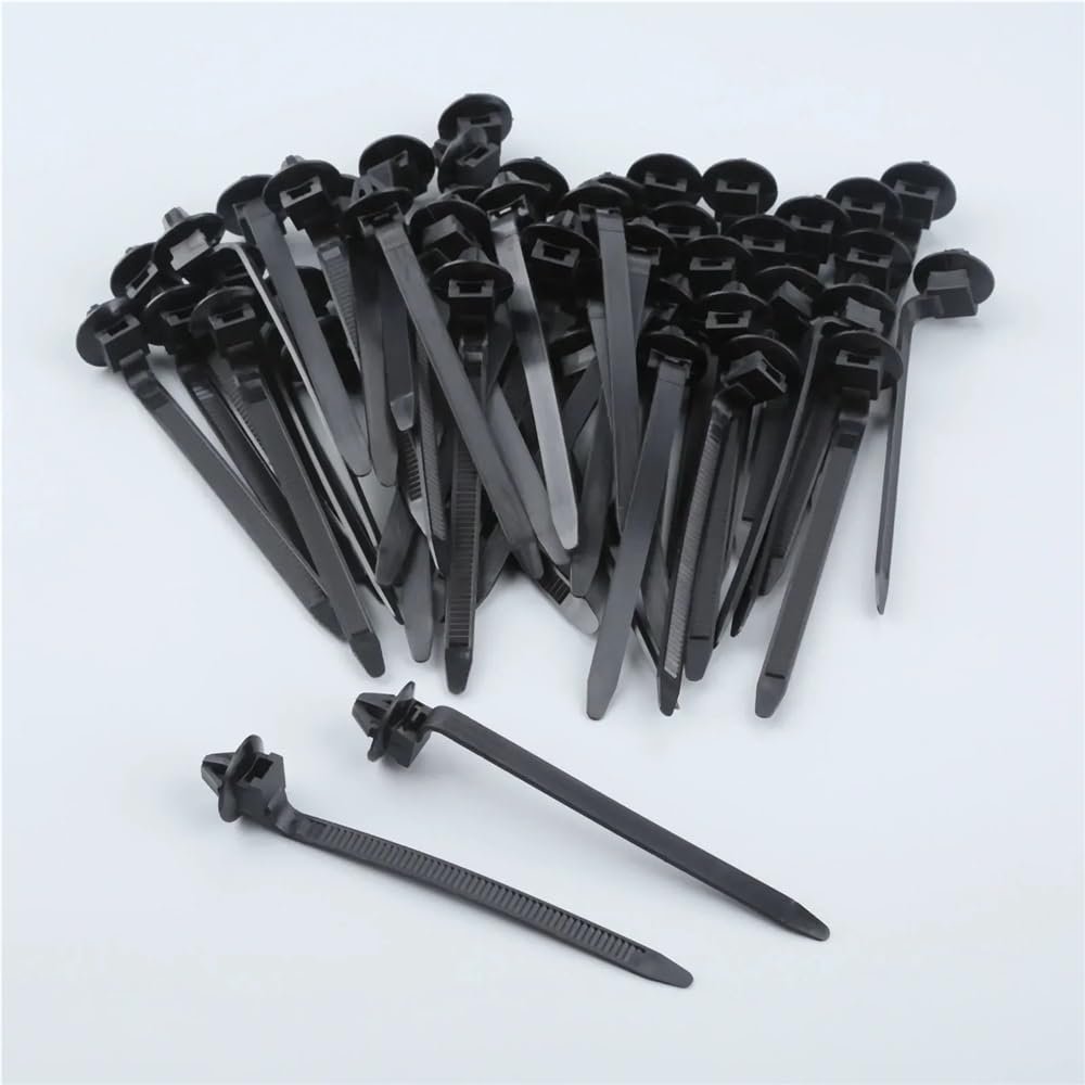 50Pcs Car Nylon Tie Wrap Cable Fixed Fasteners Clips Black Car Cable Fastening Zip Strap for All Cars 92mmx5mm Auto Fastener