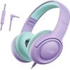 Headphones Wired for School - Over-Ear 85/94dB Volume Limiter, 3.5mm Jack Foldable Stereo Sound Headset for Toddlers Girls Boys Travel Learning Entertainment Tablet Kindle PC, (Purple & Sky Blue) view 1