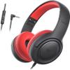 Headphones Wired for School - Over-Ear 85/94dB Volume Limiter, 3.5mm Jack Foldable Stereo Sound Headset for Toddlers Girls Boys Travel Learning Entertainment Tablet Kindle PC, (Black & Red) view 1