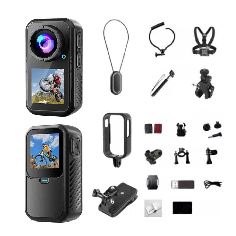 4K Mini Dual Screen Sports Camera, 128G HD Thumb Action Camera, 130Wide Body Cameras with Audio and Video Recording for Running Cycling Swimming Hiking Adventures (128G)