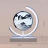 Cordore 3D Moving Sand Art Desk Lamp 3D Moving Sand Art Rotating Hourglass Decoration Creative Art Creative Sea Glass Quicksand Painting Night Light (Black White, Touch Style) view 2