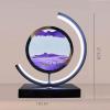 Cordore 3D Moving Sand Art Desk Lamp 3D Moving Sand Art Rotating Hourglass Decoration Creative Art Creative Sea Glass Quicksand Painting Night Light (Purple Black, Plug-in Style) view 2