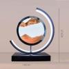 Cordore 3D Moving Sand Art Desk Lamp 3D Moving Sand Art Rotating Hourglass Decoration Creative Art Creative Sea Glass Quicksand Painting Night Light (Brown Black, Plug-in Style) view 2