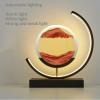 Cordore 3D Moving Sand Art Desk Lamp 3D Moving Sand Art Rotating Hourglass Decoration Creative Art Creative Sea Glass Quicksand Painting Night Light (red Black, Plug-in Style) view 4