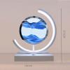 Cordore 3D Moving Sand Art Desk Lamp 3D Moving Sand Art Rotating Hourglass Decoration Creative Art Creative Sea Glass Quicksand Painting Night Light (Blue White, Plug-in Style) view 2