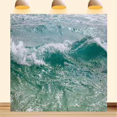 10X7ft Fabric Ocean Waves Backdrop Big Surf Wave Fun Water Sport Azure Blue Sea Photography Background Sunny Summer Kids Party Home Wall Decor