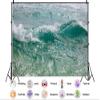 10X7ft Fabric Ocean Waves Backdrop Big Surf Wave Fun Water Sport Azure Blue Sea Photography Background Sunny Summer Kids Party Home Wall Decor view 2