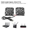 BAFOVY USB Power Cooling Fan, Router Cooling Fan USB Powered Dual for RTAC68U AC86U EX6200 AC15 with ABS Material 45cm Cable Removable Sticker view 4