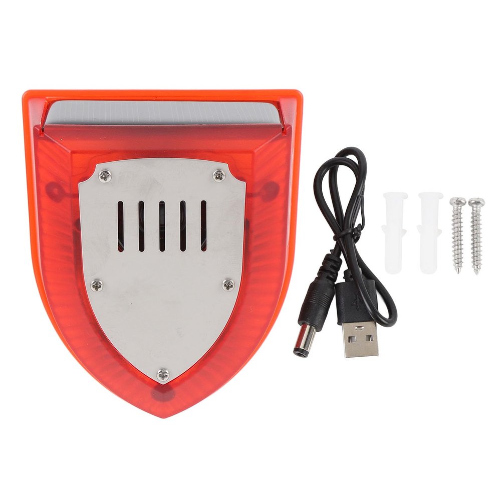 WALFRONT Solar Motion Detector Alarm Outdoor Motion Sensor Alarm Warning Lights with 129dB Sound Solar Power Strobe Light Security for Home Farm Barn Warehouse