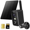 4G LTE Cellular Security Camera Wireless, Security Camera No WiFi Needed SIM Card & Memory Card Included, 2K Live Feed, Color Night Vision, Motion Detection, 2-way Talk, Indoor Outdoor Solar Camera view 1