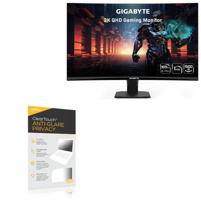 BoxWave Screen Protector Compatible With Gigabyte GS27QC (27 in) - ClearTouch Anti-Glare Privacy (2-Pack), Privacy Screen Protector Flexible Film Anti-Glare