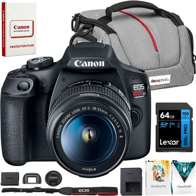 Canon EOS Rebel T7 DSLR Camera with 18-55mm Lens Bundle 24.1MP Beginner Digital Camera Kit with 64GB Memory Card, Camera Bag & Photo Editing Software