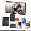 Canon PowerShot ELPH 360 HS A Digital Camera Bundle (Silver) + Sandisk 128GB Extreme Micro SD Card & Photo/Video Editing Software Package (8 Items) view 1