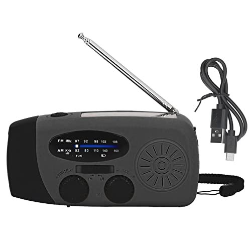 ZJchao Hand Crank Solar Radio Weather Emergency Radio with LED Flashlight Portable AM FM WB NOAA USB Power Bank Charger for Camping Outdoor Activities ABS 12.8x6x4.5cm (European Version)