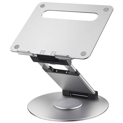 360 Rotatable Aluminum Laptop Stand  Adjustable Height & Angle Ergonomic Notebook Holder, Foldable Portable Riser with Anti-Slip Base & Heat Dissipation for 1017.3" Laptops(Silver)