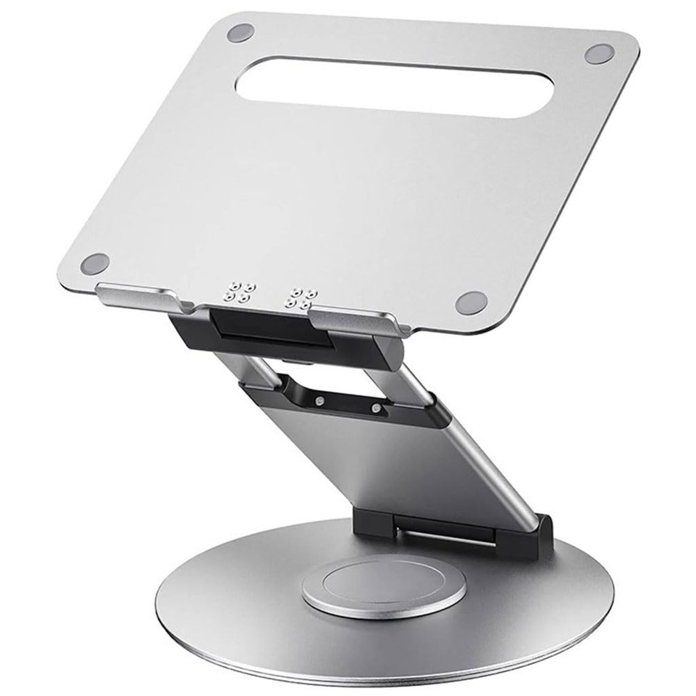 360 Rotatable Aluminum Laptop Stand  Adjustable Height & Angle Ergonomic Notebook Holder, Foldable Portable Riser with Anti-Slip Base & Heat Dissipation for 1017.3" Laptops(Silver)