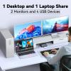KVM Switch 2 Monitors 1 Desktop and 1 Laptop 4K@60Hz, 7-in-1 Dual Monitor KVM Switch Docking Station, Expand 2 HDMI Displays,4xUSB 3.0,PD 80W, Wired Remote and USB-C Cable Included view 2