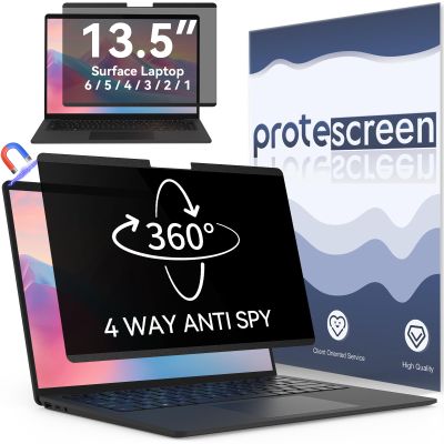 360 Magnetic Privacy Screen for 13.5 Inch Surface Laptop 6/5/4/3/2/1, 4 Way Privacy Removable Anti Glare Blue Light Filter Shield Film Anti Spy Black Laptop Protector Security Private