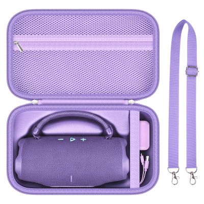 Case for Charge 6 Portable Bluetooth Speaker, Waterproof Speaker Case with Adjustable Shoulder Strap, Hard Travel Storage Holder with Pockets for Charging Accessories (Box Only) (Purple)