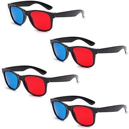 4Pcs Red and Blue 3D Glasses Universal TV Movie Dimensional Video Frame DVD Game Glass 3D Style Glasses 3D Viewing Glasses, Televisions and Video Light Simple Design, Accessories