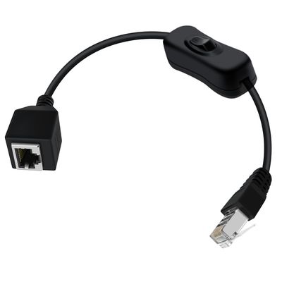 YINGAYOU Ethernet Extension Cable Short Network Cable Male to Female with On/Off Switch Button Ethernet Network Extension Cable High Speed, Support Cat6 Standards (Straight, 0.3 m/1 ft)