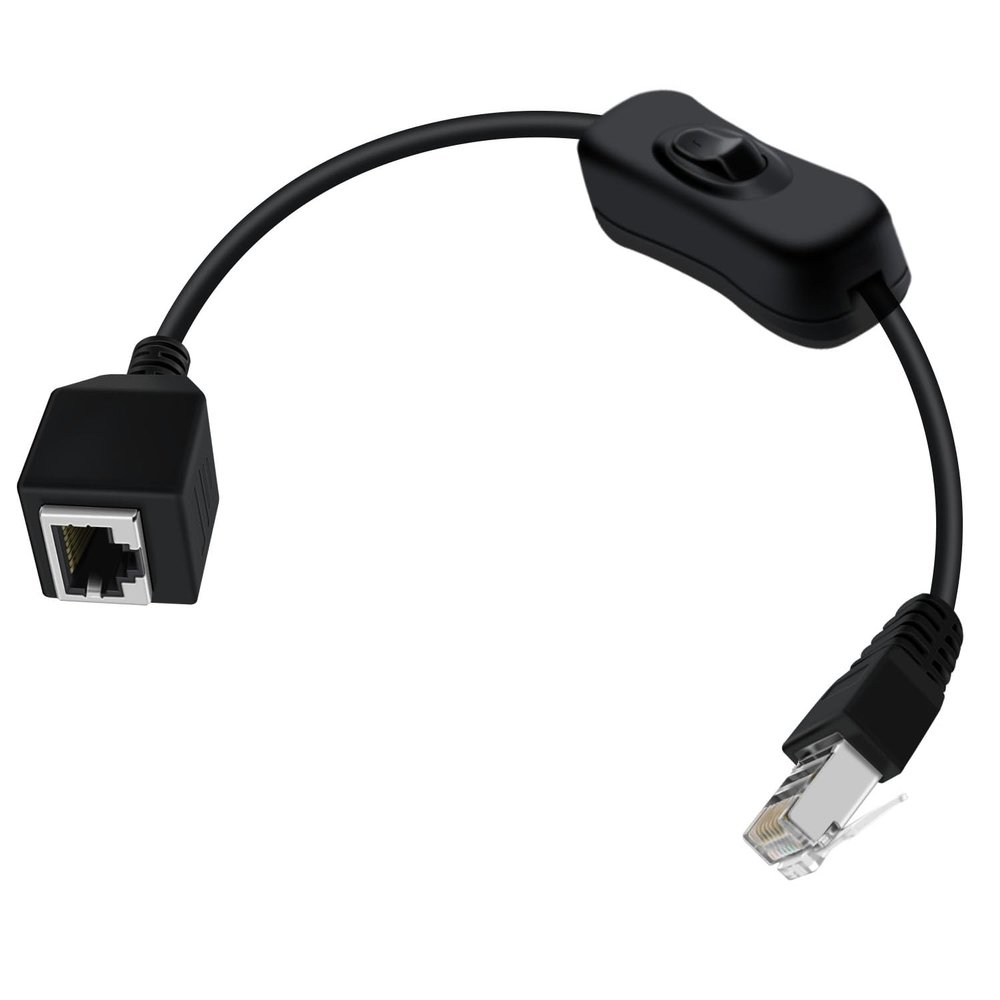 YINGAYOU Ethernet Extension Cable Short Network Cable Male to Female with On/Off Switch Button Ethernet Network Extension Cable High Speed, Support Cat6 Standards (Straight, 0.3 m/1 ft)