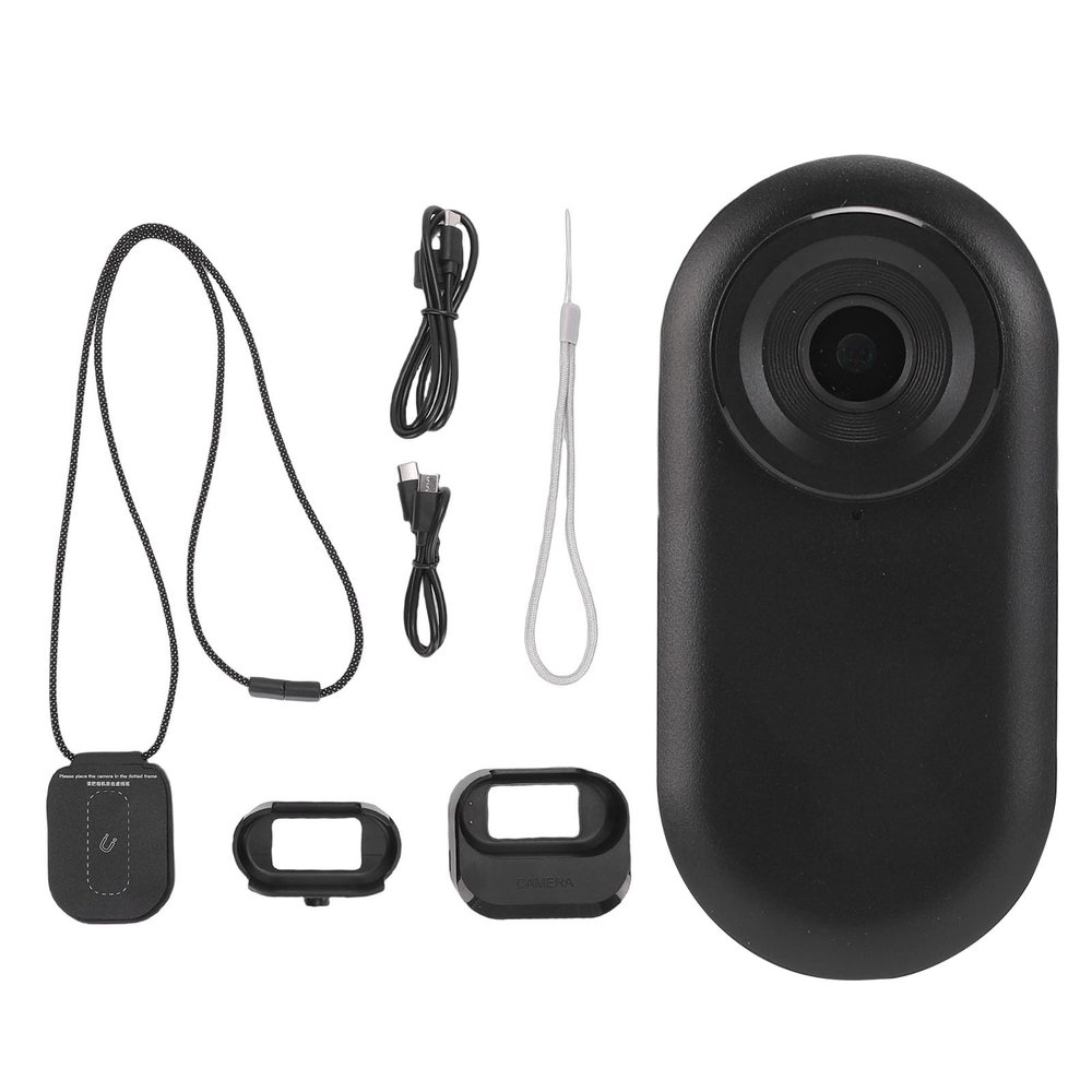 ASHATA 2.7K Thumb Action Camera, Mini Body Camera, Wearable Cam with Magnetic Lanyard and 0.96 Inch Display Screen, POV Recording, Camcorder for Work Travel Pet Walking (Black)