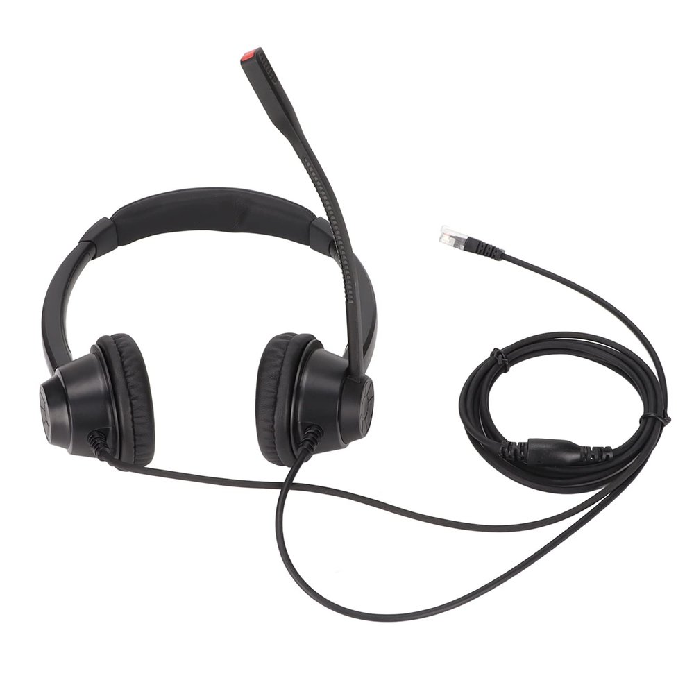 Hulex Supplies RJ9 Telephone Headset, Binaural Noise Cancelling Headphone with Mic, Comfortable Office Headset for Call Center, Telemarketing, Customer Service, Compatible with Landline and Cordl